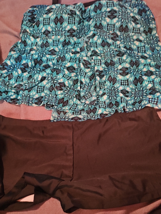 Ava & Viv Other - Ava & Viv Teal and Black Patterned Tankini Set